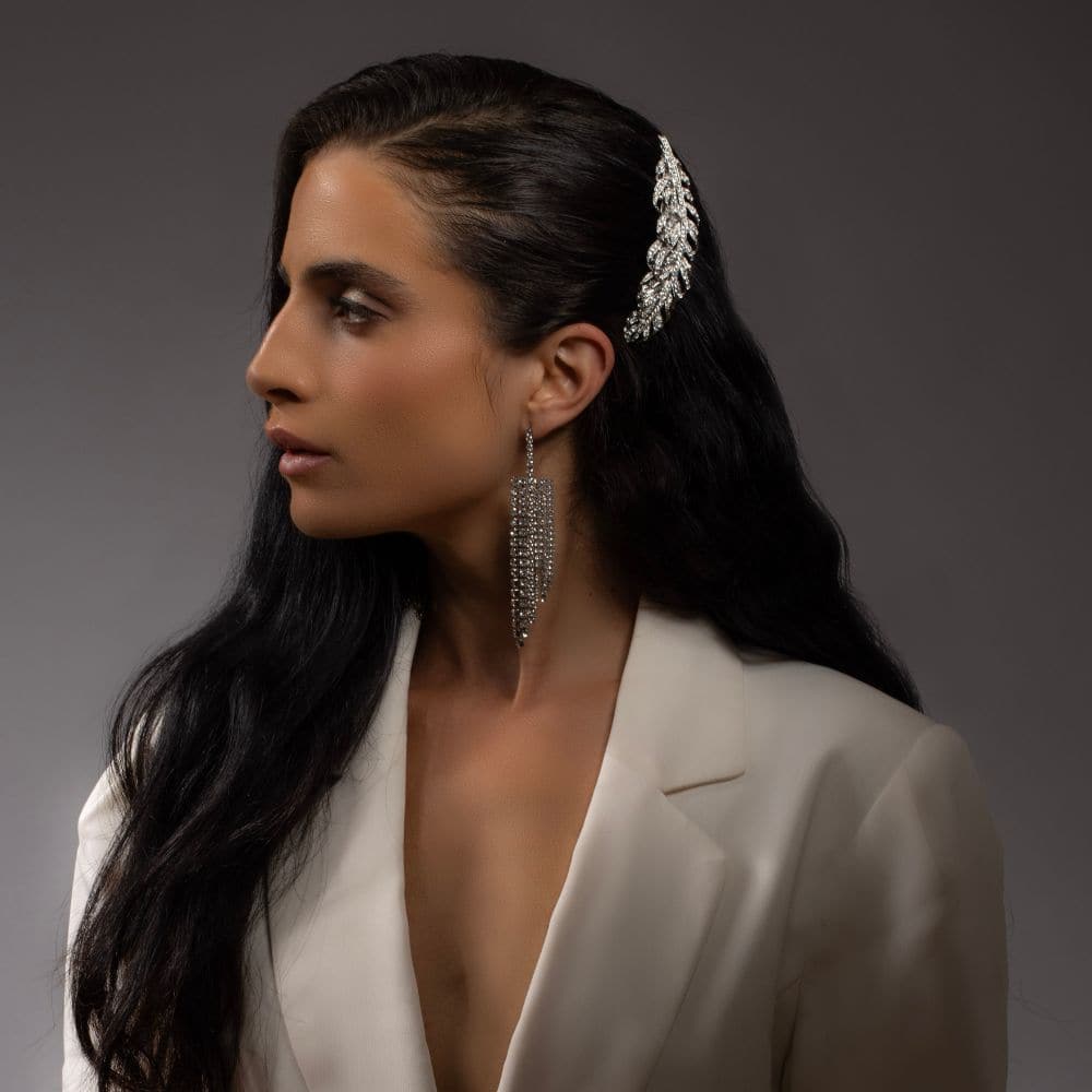 Crystal Feather Hair Barrette Clip - Image 3