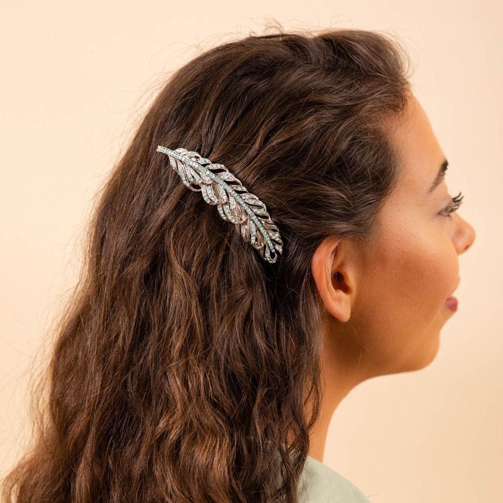 Crystal Feather Hair Barrette Clip - Image 6