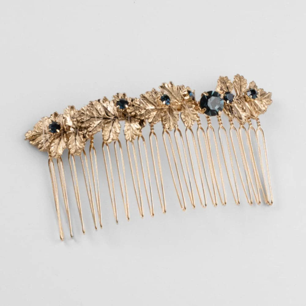 Gold Floral & Crystal Hair Comb - Image 3