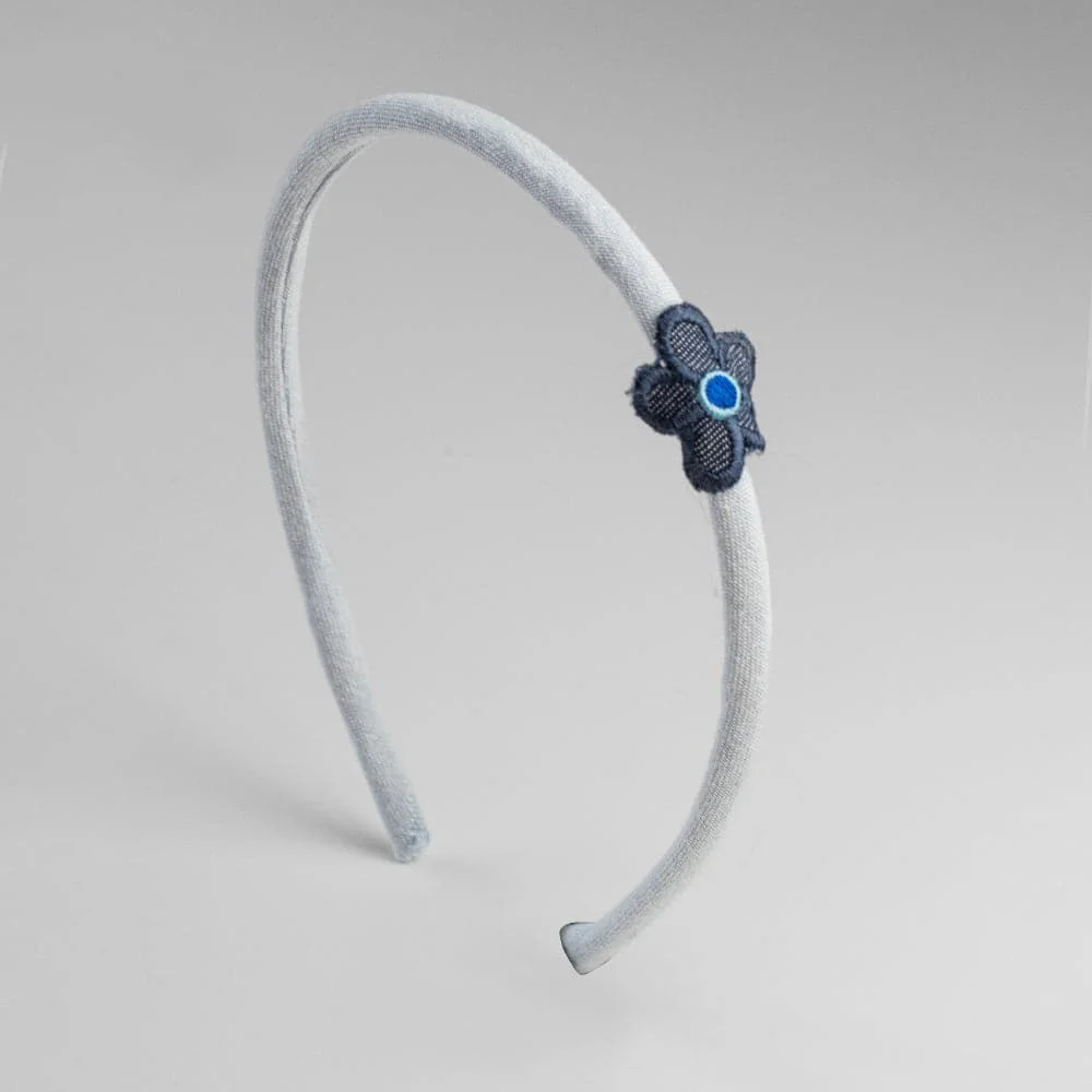 Handmade Children's Denim Flower Headband Set - Image 3