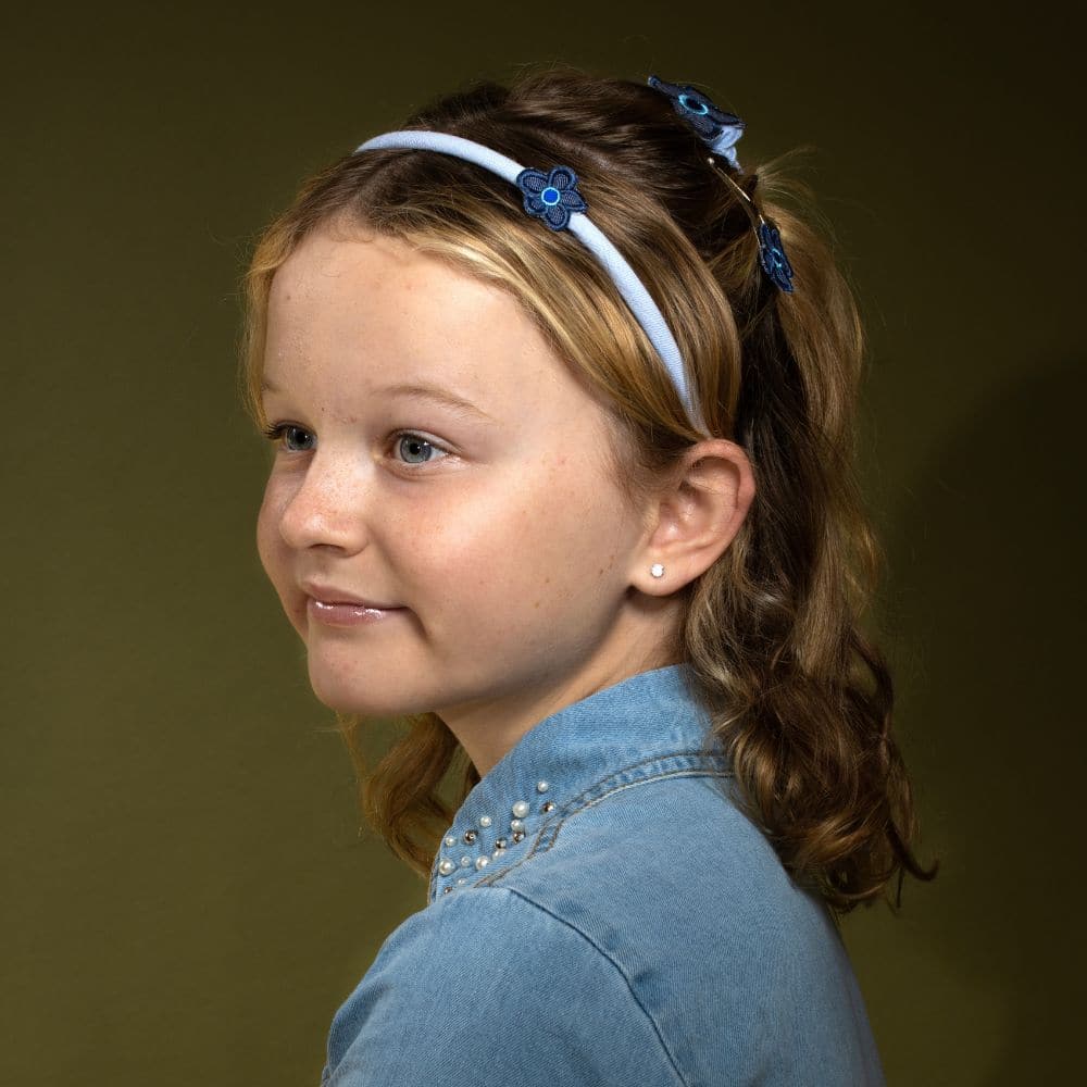 Handmade Children's Denim Flower Headband Set - Image 7