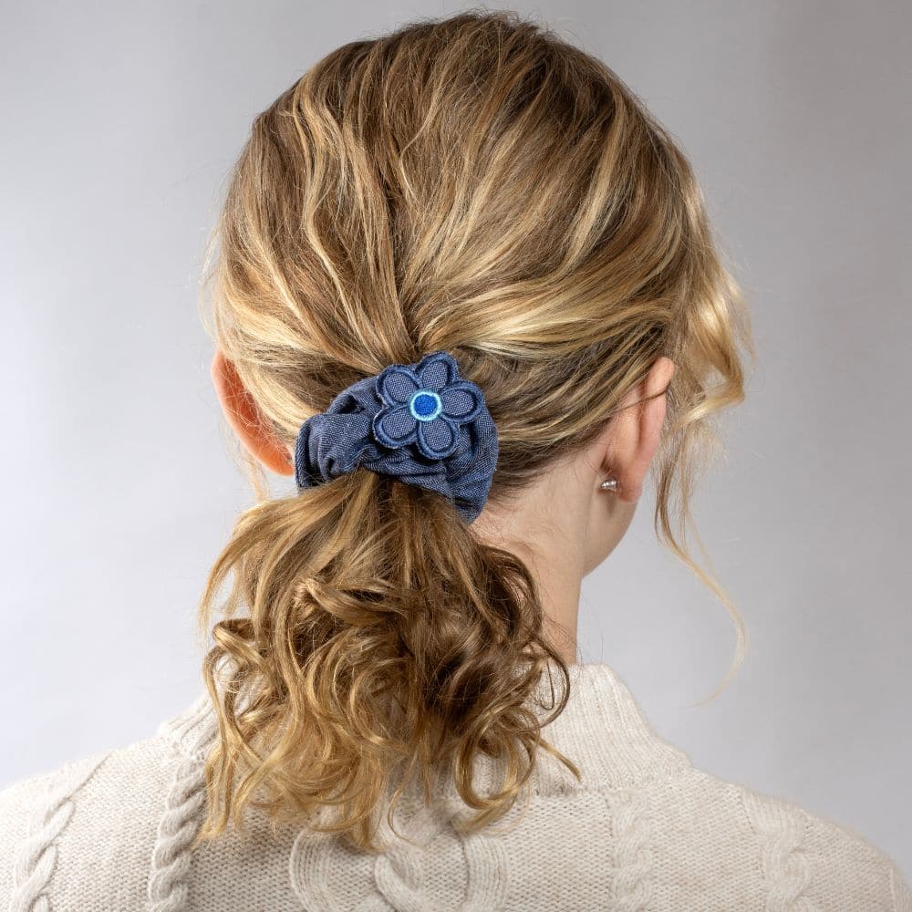 Handmade Children's Denim Flower Scrunchie Set - Image 6