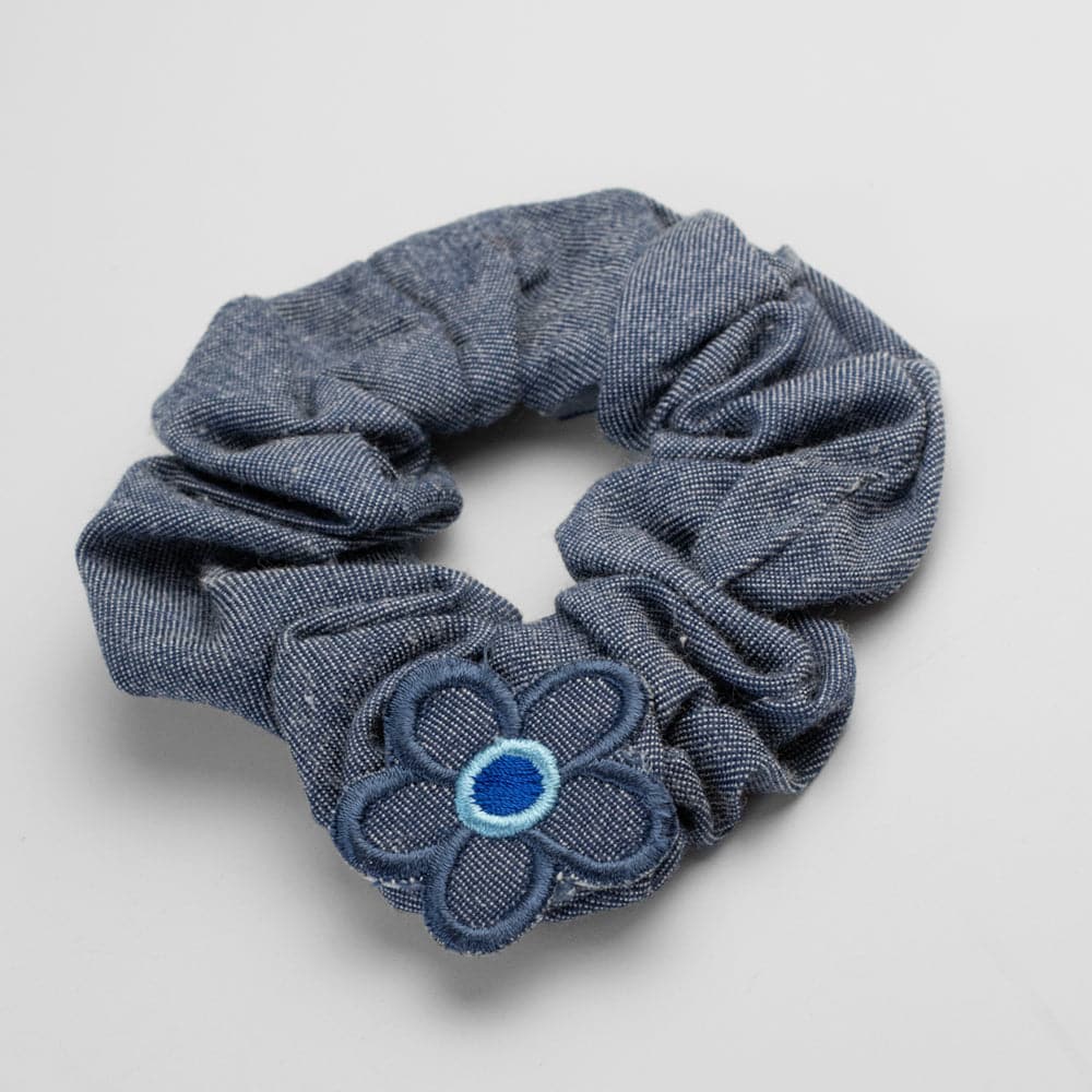 Handmade Children's Denim Flower Scrunchie Set - Image 8