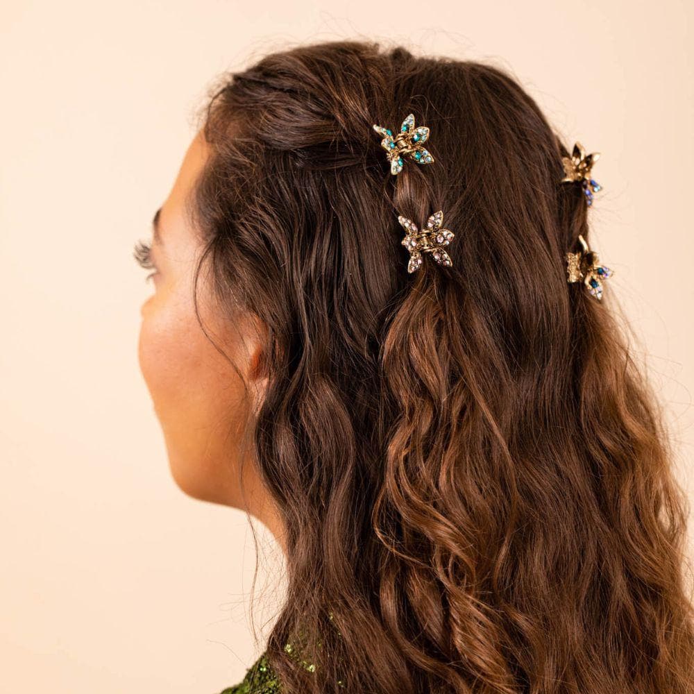 Mini Crystal Maple Leaf Hair Claw Clip - Image 4